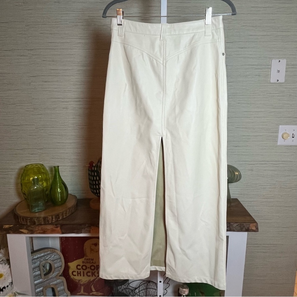 Free People City Slicker Faux Leather Vegan Maxi Skirt Size 0 Cream Ivory Boho - Picture 6 of 10